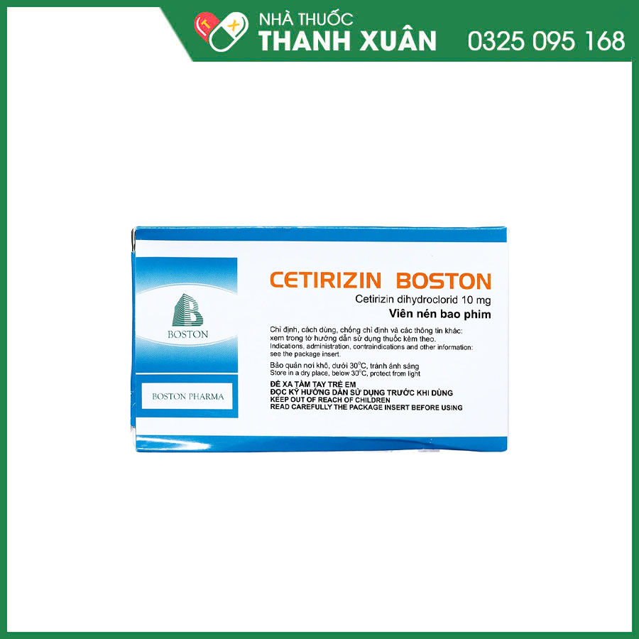 Cetirizin Boston thuốc điều trị dị ứng về mũi, mắt và triệu chứng mề đay vô căn